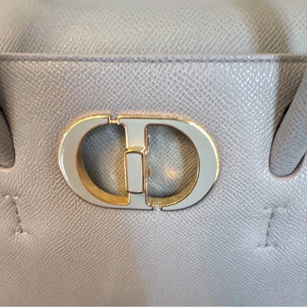 Dior Light Gray Leather Top-Handle Satchel with Gold CD Hardware - Picture 5 of 16